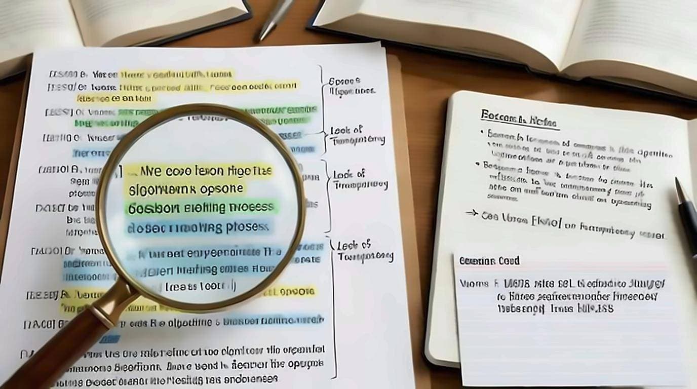 YouTube transcript panel used for research, showing timestamped lines ready to cite