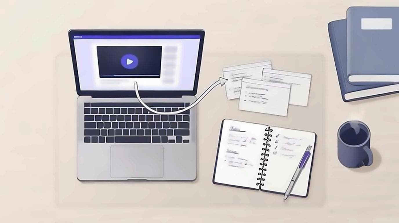 A YouTube lecture open with its transcript alongside