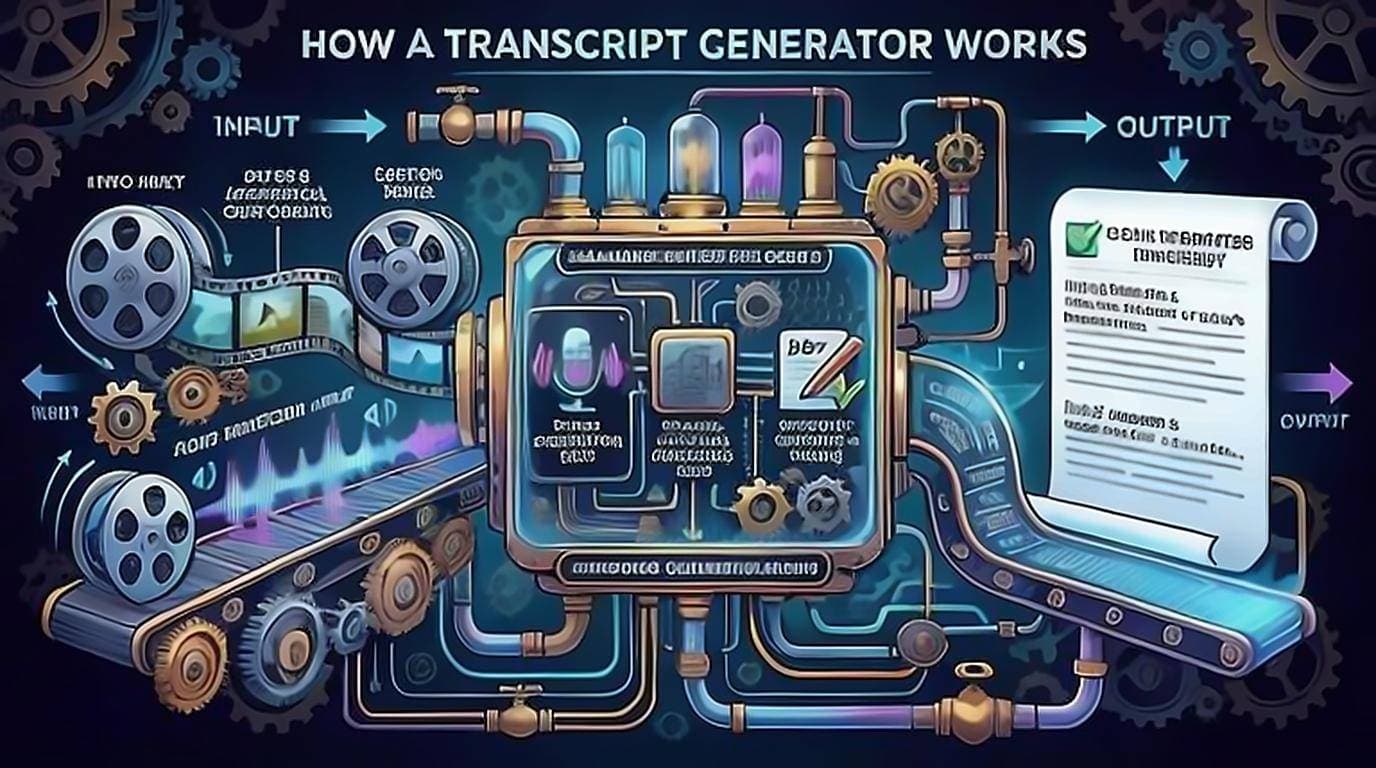YouTube transcript generator producing full text from an open video